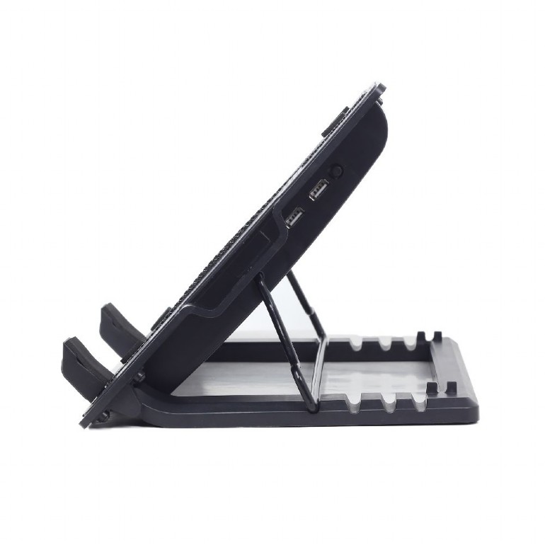 Gembird NBS-1F17T-01, Notebook cooling stand with height adjustment, up to 17”, LED backlight in fans, Large 12 cm cooling fan, 11500 RPM (± 10 %) noise 10 dBA, Black photo 4