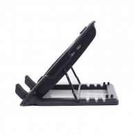 Gembird NBS-1F17T-01, Notebook cooling stand with height adjustment, up to 17”, LED backlight in fans, Large 12 cm cooling fan, 11500 RPM (± 10 %) noise 10 dBA, Black thumbnav 4