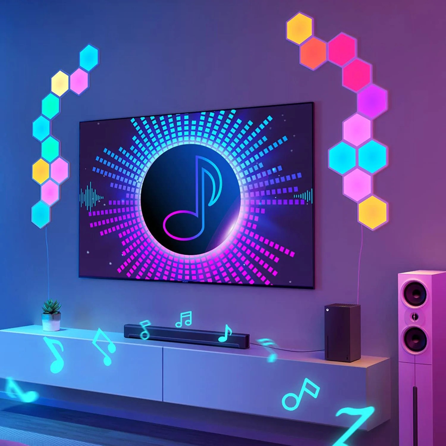 Шестиугольные световые панели GOVEE Glide Hexa Light Panels / 10 Pack / Wi-Fi + BT / Multicolor photo 4