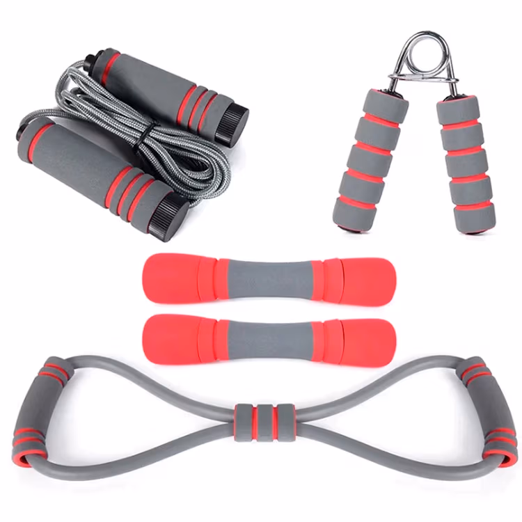 Set fitness (expander p/mana+coarda de sarit+2 gantere+expander) Nova Fitness 