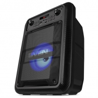 SVEN PS-400 Black, Bluetooth Portable Speaker, 12W RMS, LED display, Support for iPad & smartphone, FM tuner, USB & microSD, built-in lithium battery -1200 mAh, ability to control the tracks, AUX stereo input thumbnav 1