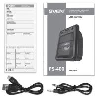 SVEN PS-400 Black, Bluetooth Portable Speaker, 12W RMS, LED display, Support for iPad & smartphone, FM tuner, USB & microSD, built-in lithium battery -1200 mAh, ability to control the tracks, AUX stereo input thumbnav 8