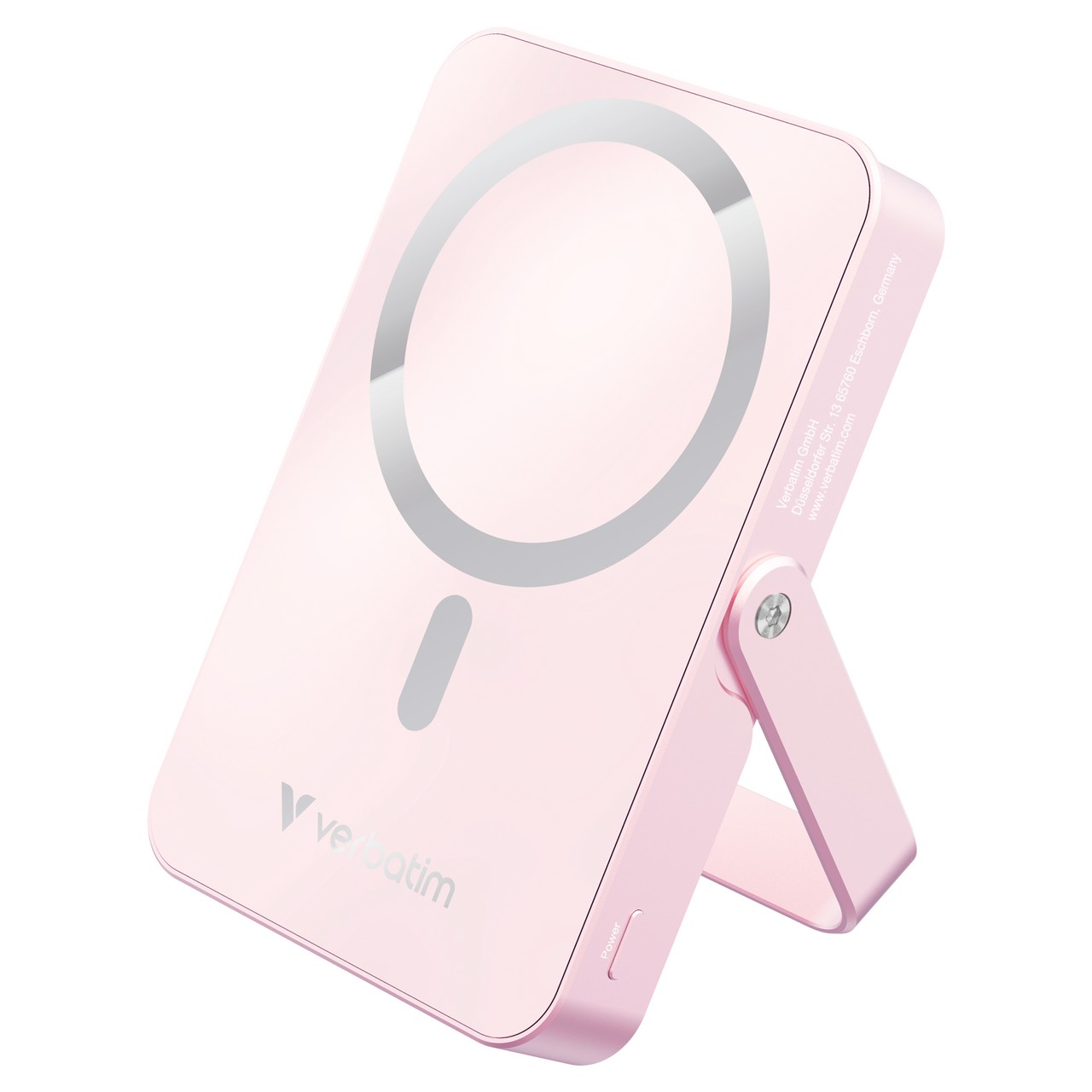 Магнитный беспроводной пауэрбанк с подставкой Verbatim Charge'n'Go / 10000 mAh / Pink photo 1