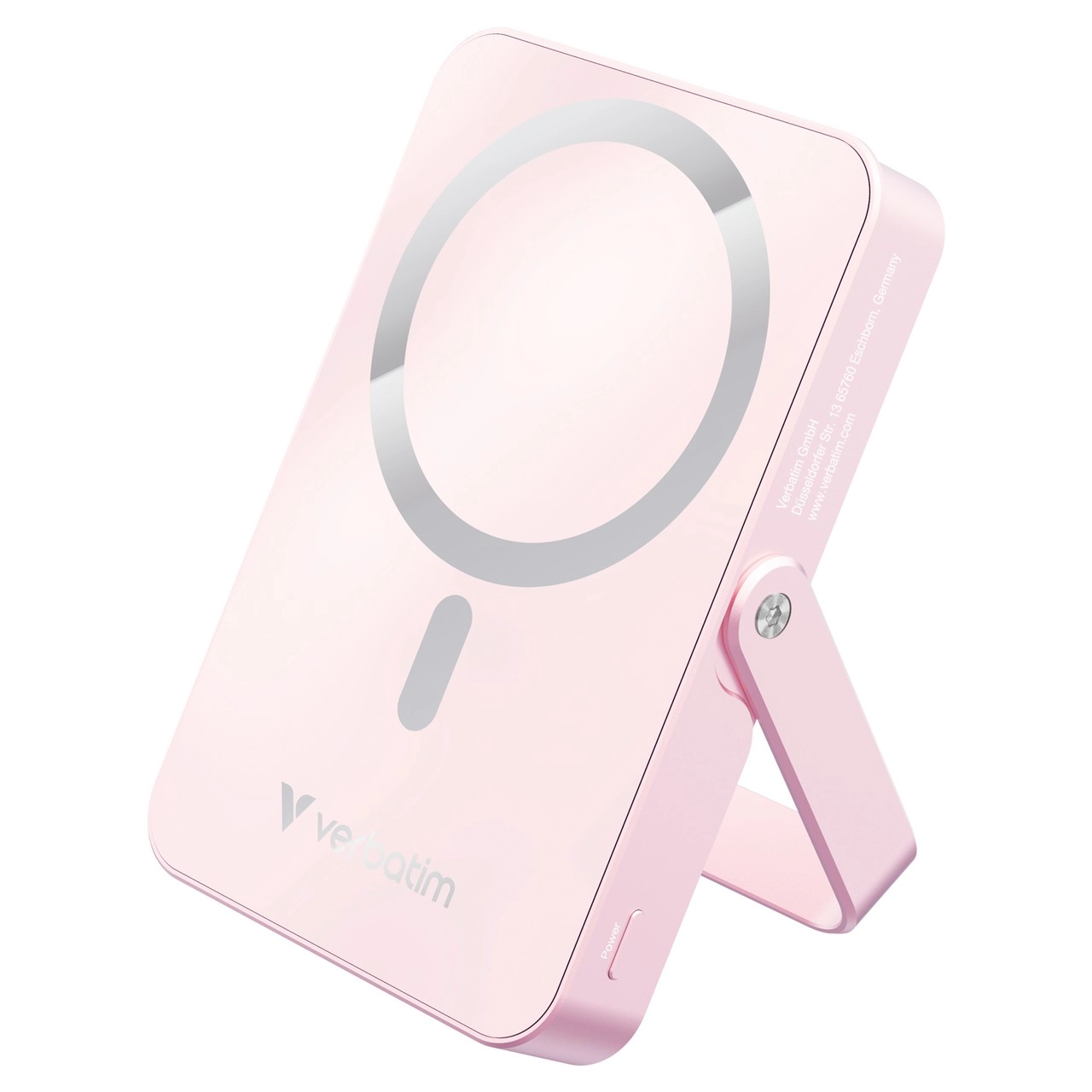 Магнитный беспроводной пауэрбанк с подставкой Verbatim Charge'n'Go / 10000 mAh / Pink