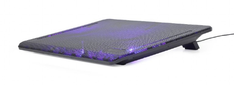 Gembird NBS-2F15-05, Notebook cooling stand, up to 15.6”, LED backlight in fans, Cooling fans: 2 pcs, 1500 RPM (± 10 %), airflow 20 CFM (± 10 %) each, noise 10 dBa, Black photo 1