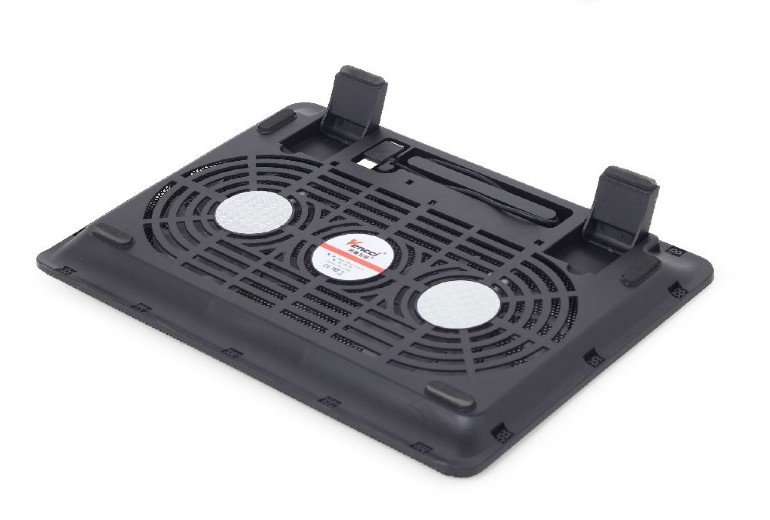Gembird NBS-2F15-05, Notebook cooling stand, up to 15.6”, LED backlight in fans, Cooling fans: 2 pcs, 1500 RPM (± 10 %), airflow 20 CFM (± 10 %) each, noise 10 dBa, Black photo 2