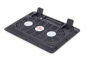 Gembird NBS-2F15-05, Notebook cooling stand, up to 15.6”, LED backlight in fans, Cooling fans: 2 pcs, 1500 RPM (± 10 %), airflow 20 CFM (± 10 %) each, noise 10 dBa, Black thumbnav 2