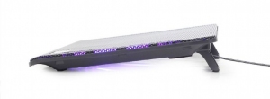 Gembird NBS-2F15-05, Notebook cooling stand, up to 15.6”, LED backlight in fans, Cooling fans: 2 pcs, 1500 RPM (± 10 %), airflow 20 CFM (± 10 %) each, noise 10 dBa, Black thumbnav 4