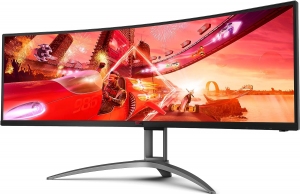 49.0” Gaming Monitor AOC AGON AG493QCX / Curved / UltraWide / 32:9 / 144Hz / Black/Silve thumbnav 3