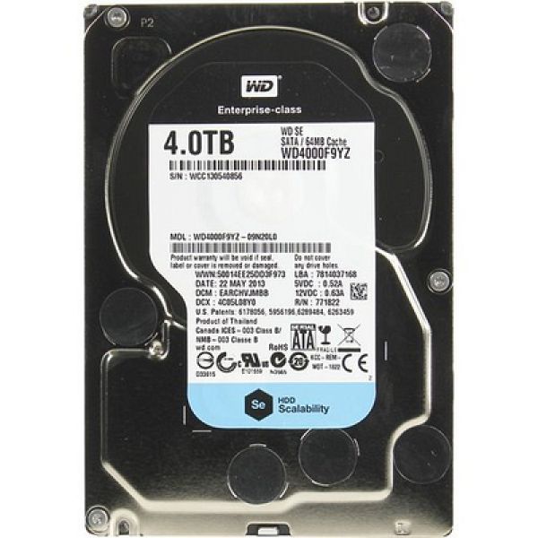 3.5" HDD 4.0TB Western Digital WD4000F9YZ RE Caviar® SE Enterprise / DataCenter HDD, 7200rpm, 64Mb, SATA III, FR photo 1