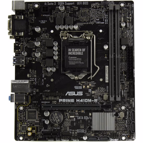 ASUS PRIME H410M-R-SI, Socket 1200, Intel® H410 (10th Gen CPU), Dual 2xDDR4-2933, VGA, DVI, HDMI, CPU Intel graphics, 1xPCIe X16, 4xSATA3, 1xPCIex1, ALC887 HDA, GbE LAN, 4xUSB3.2, mATX