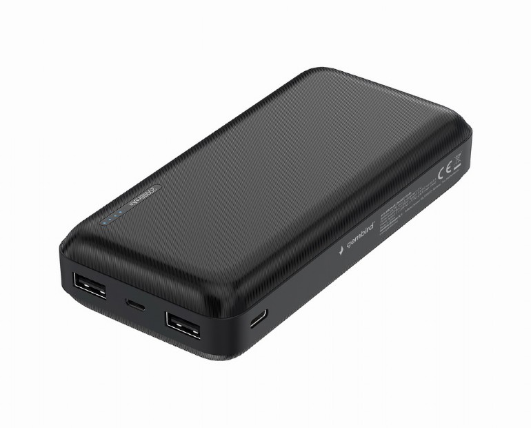 20000mAh Power bank - Gembird PB20-01, Power output: USB-AF x 2 pcs, 5 V DC, up to 2 .4A totally, Black photo 1