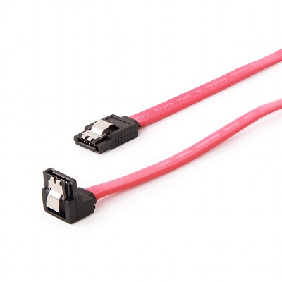 SATA Data Cable - 0.5m - Cablexpert CC-SATAM-DATA90, Serial ATA III 50cm data cable with 90 degree bent connector, bulk packing, metal clips with 90 degree bent connector photo 1