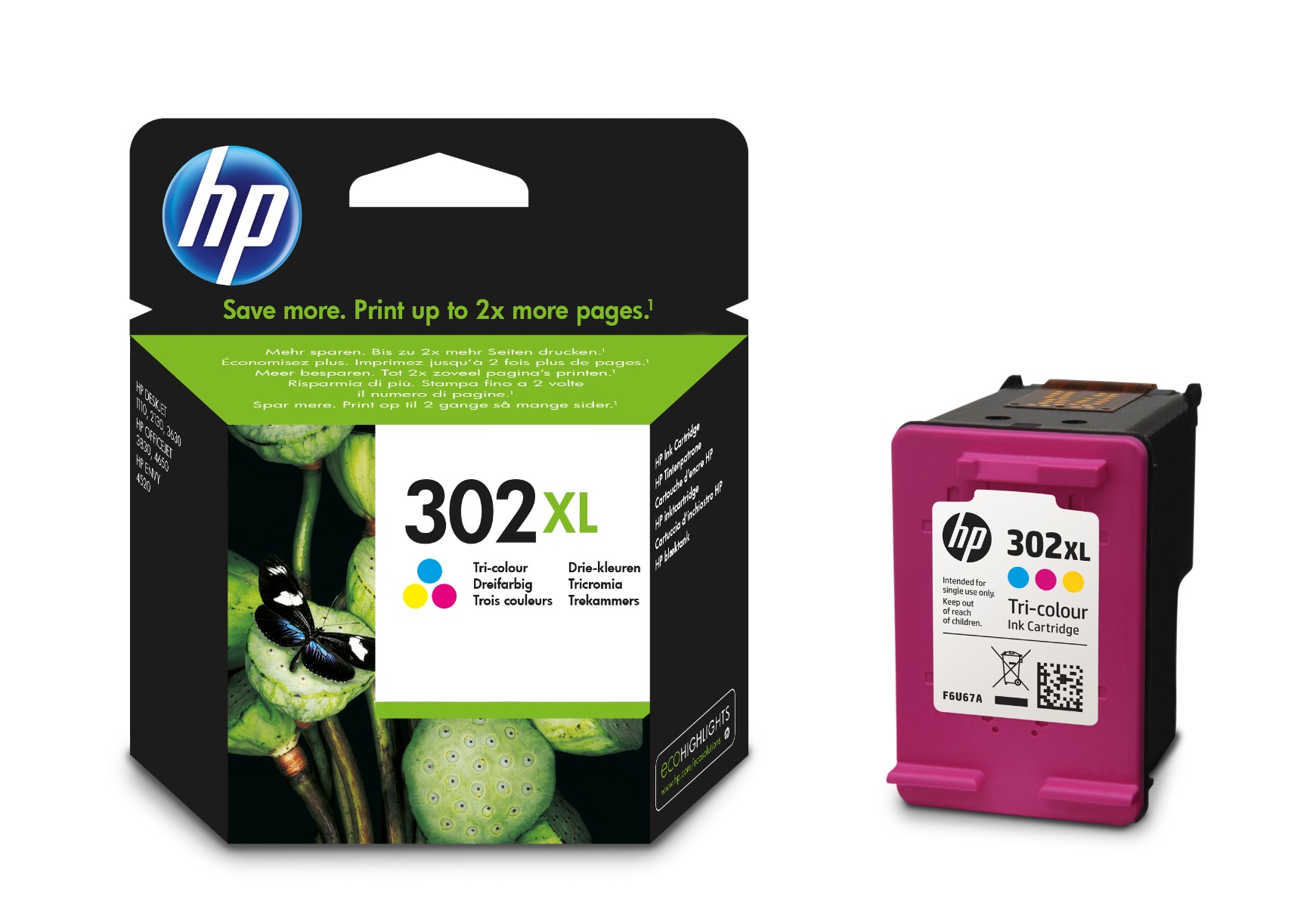 HP 302XL (F6U67AE) High Yield Tri-color Original Ink Cartridge for HP DeskJet 1110 Printer,HP OfficeJet 3830/3636/5230,HP DeskJet 2130/3636,HP ENVY 4523/4527/4520, 330 p. photo 2