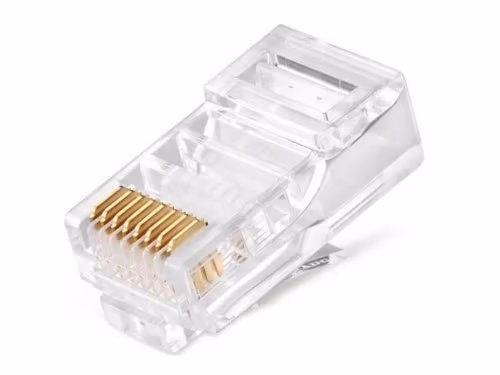 RJ45 Modular Plug PLUG3UP6, modular plug 6u” gold plated, 100 pcs/bag 