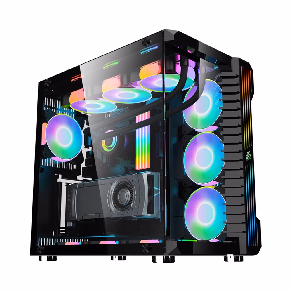 Carcasa Gaming 1STPLAYER SP9 / no PSU / Side-Window / 7x120mm / ATX / Black