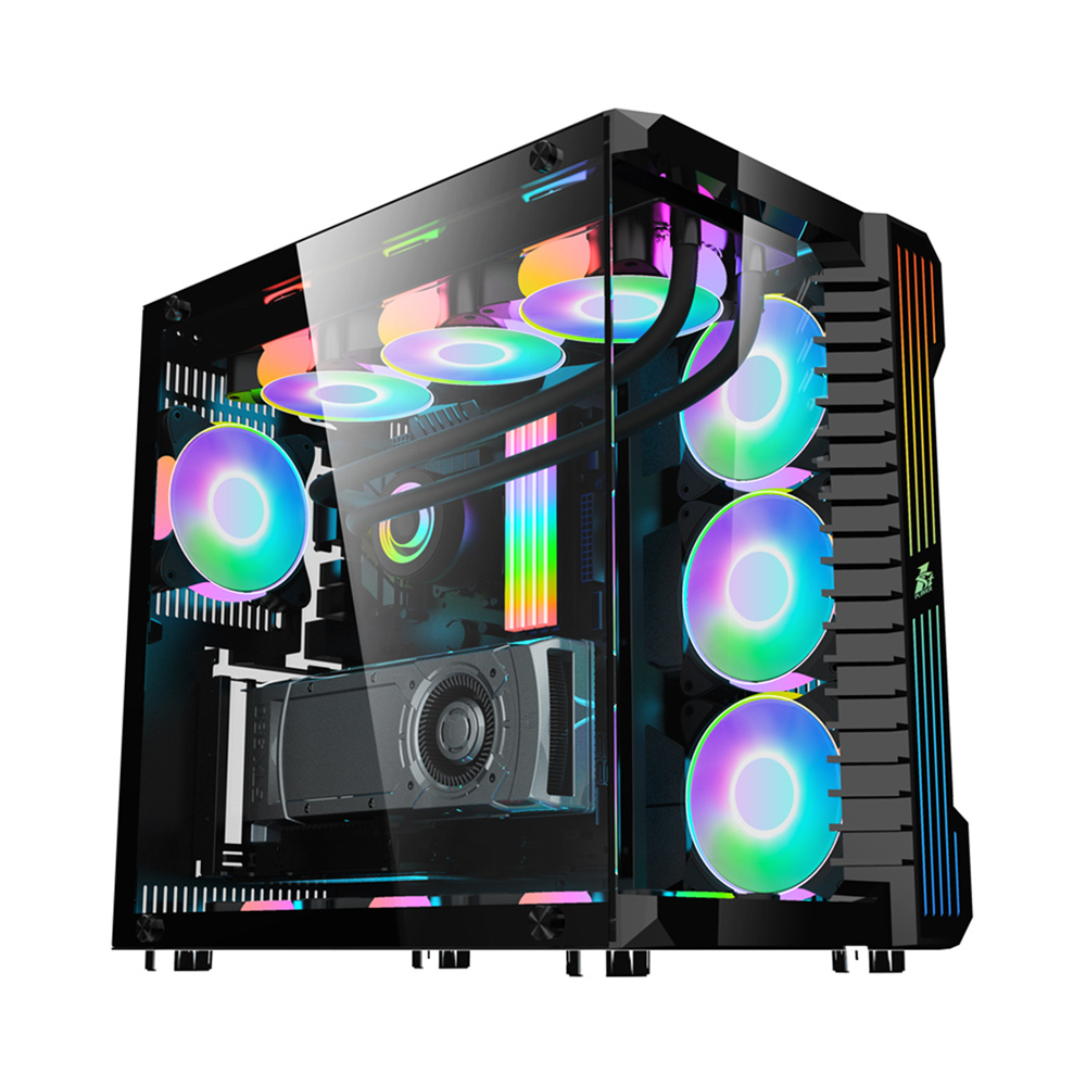 Carcasa Gaming 1STPLAYER SP9 / no PSU / Side-Window / 7x120mm / ATX / Black photo 1