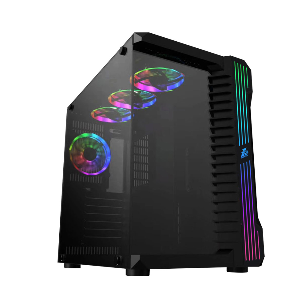 Carcasa Gaming 1STPLAYER SP9 / no PSU / Side-Window / 7x120mm / ATX / Black photo 2
