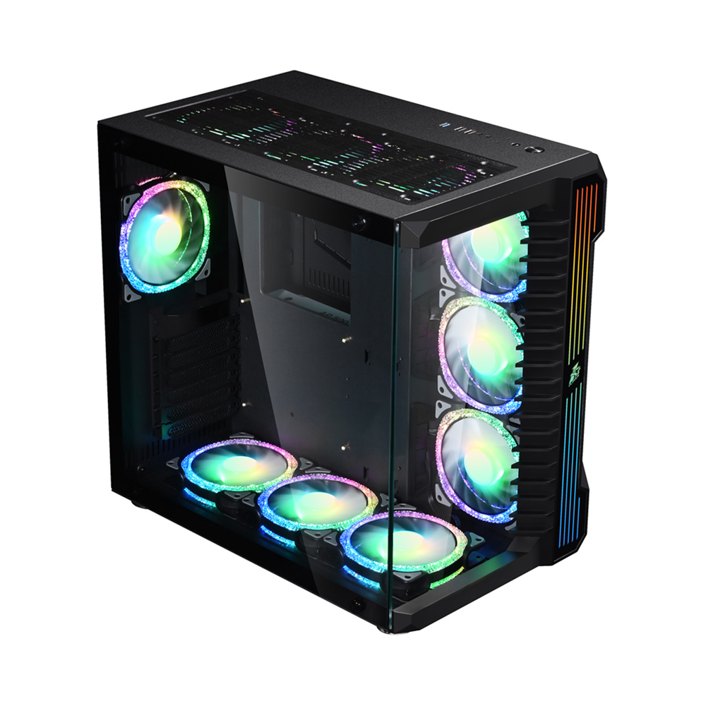 Carcasa Gaming 1STPLAYER SP9 / no PSU / Side-Window / 7x120mm / ATX / Black photo 3
