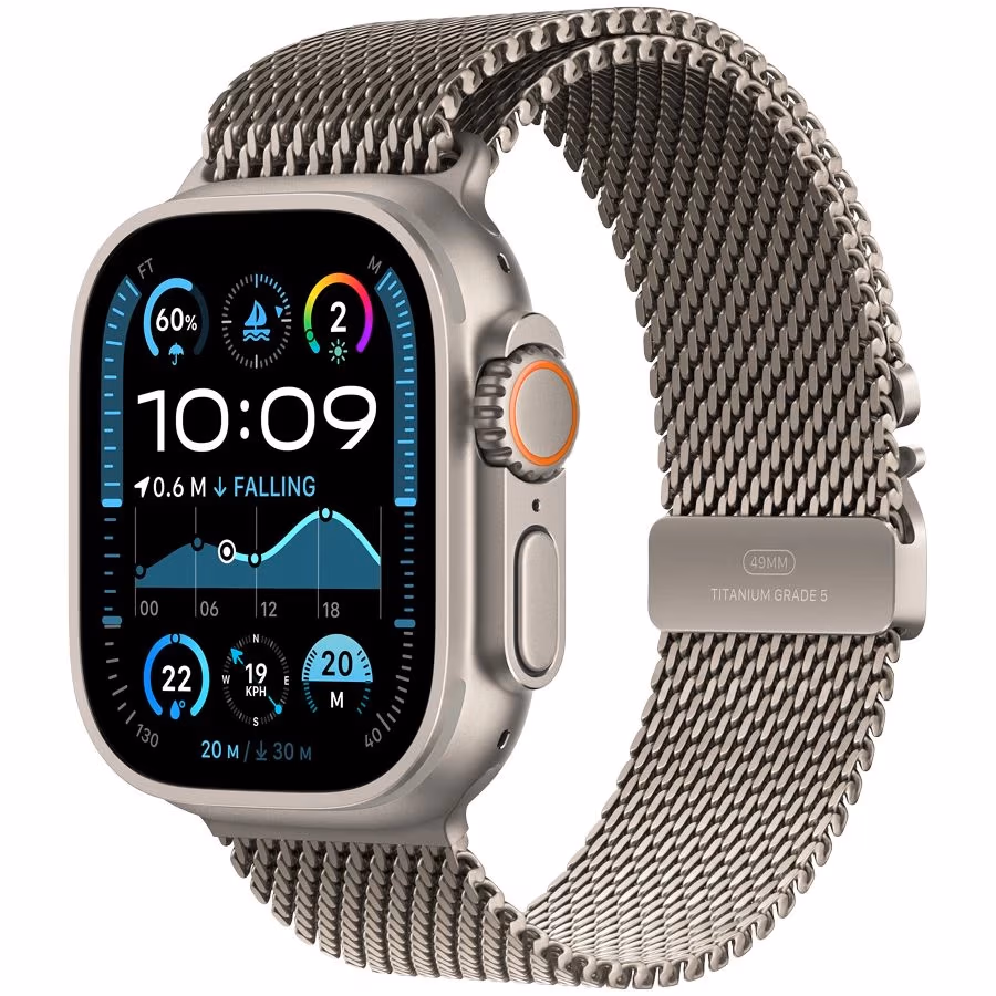 Smart watch Apple Watch Ultra 2 2024 GPS + Cellular 49mm Natural Titanium Case with Natural Titanium Milanese Loop - M (MX5R3GK/A) 