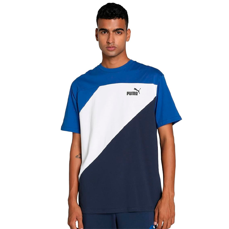 Tricou bărbătesc Puma POWER Colorblock Tee Club S Alb-Albastru photo 4