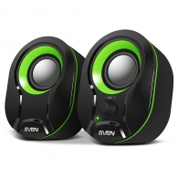 SVEN 290 Black-Green (USB),  2.0 / 2x2,5W RMS, Power LED, USB power supply thumbnav 1