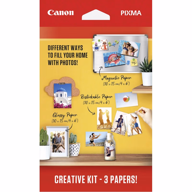 Paper Canon Creative Kit 2 - Pixma Creative Kit (Magnetic Photo Paper MG-101 4x6 (5 sheets) + Restickable Photo Paper RP-101 4x6 (5 sheets) + Glossy II Photo paper 10x15 (50 sheets))
