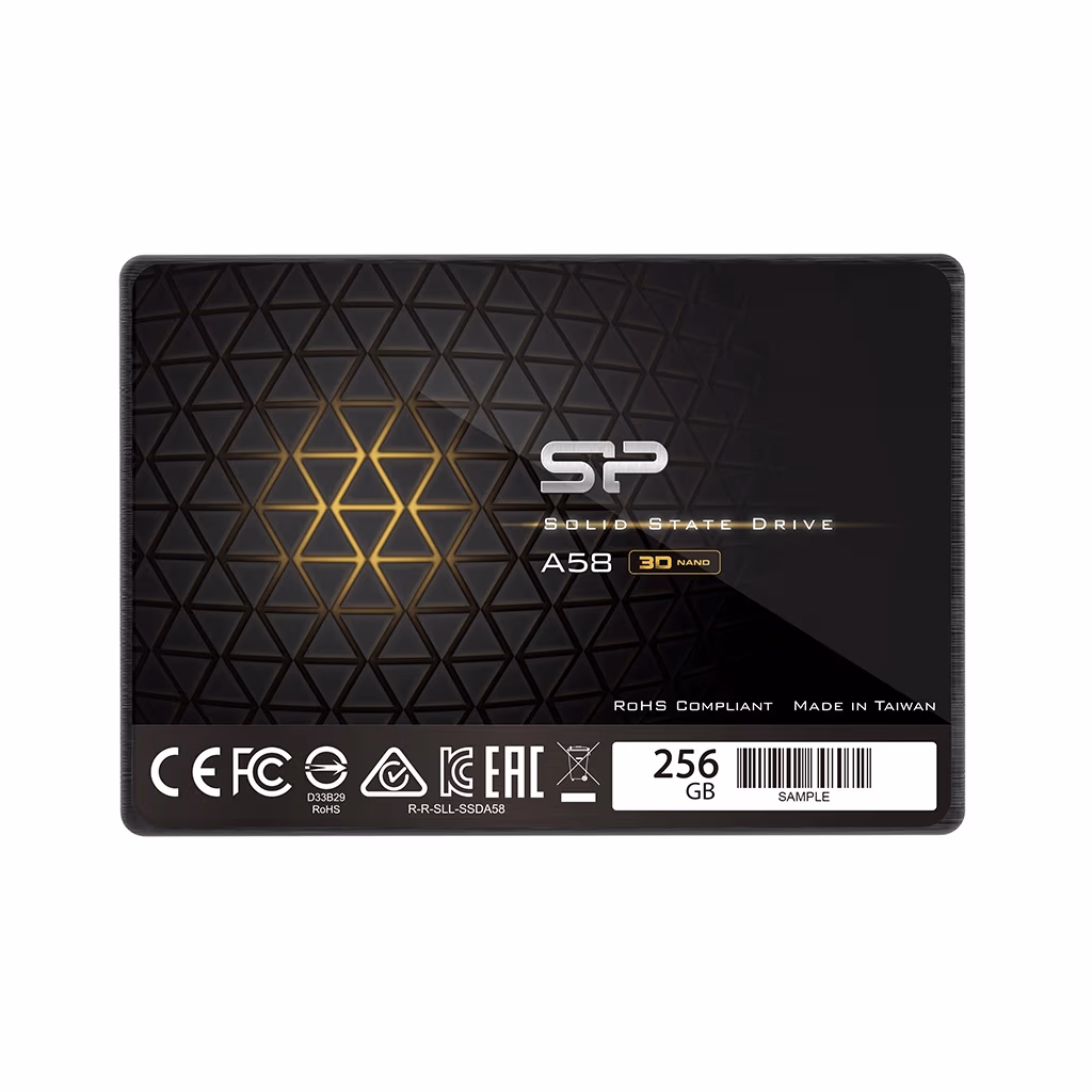2.5” SSD 256GB  Silicon Power  Ace A58, SATAIII, SeqReads: 460 MB/s, SeqWrites: 450 MB/s, Controller Phison S11, MTBF 1.5mln, SLC Cash, BBM, Internal Auto-Copy Technology, SP Toolbox, 7mm, 3D NAND TLC 