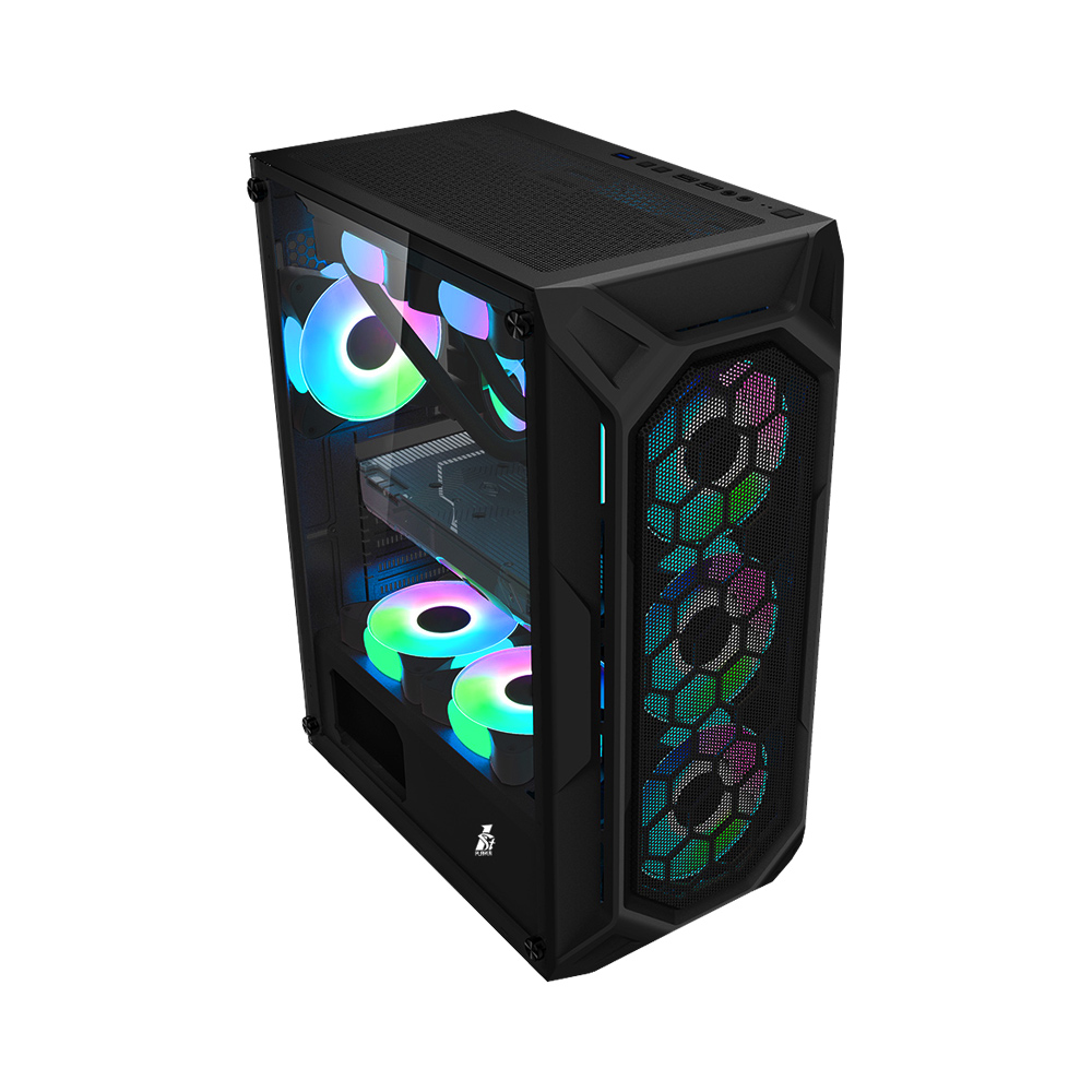 Carcasa 1STPLAYER X6 / no PSU / Side-Window / 6x120mm / ATX / Black photo 1