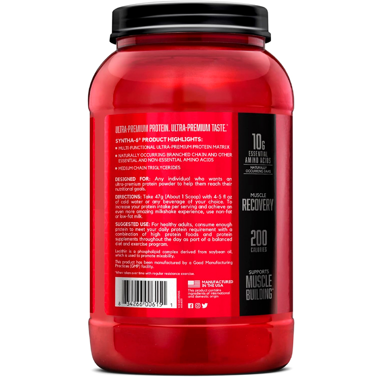 Сывороточный протеин BSN SYNTHA-6 Ultra Premium Protein Matrix, Strawberry Milkshake 2.91lb/1.32кг photo 3