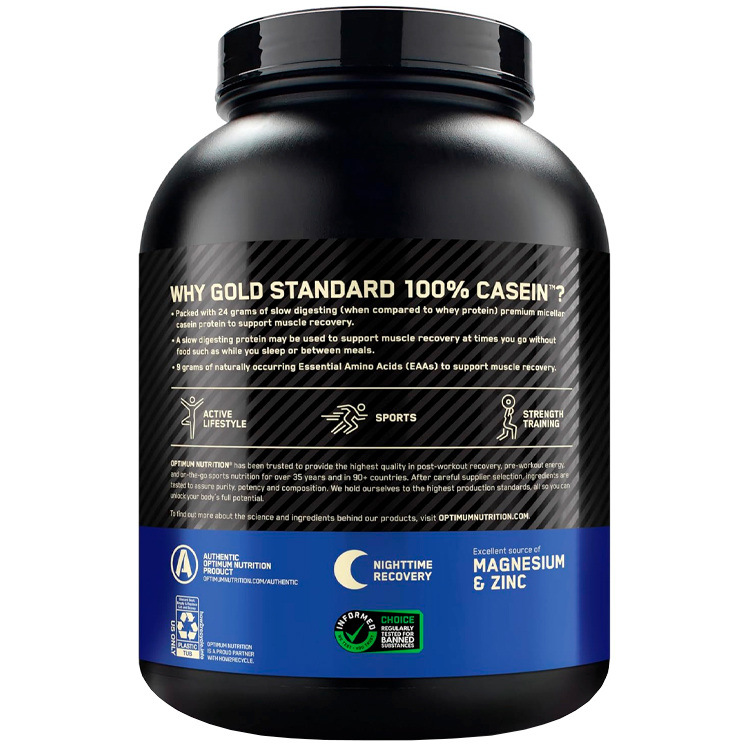 Казеин Optimum Nutrition Gold Standard 100% CASEIN, Cookies & Cream 3.85lb/1.74кг photo 3