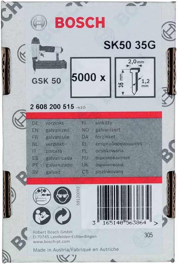 Set de stifturi cu cap ascuns Bosch 5000- 1.2x35 mm, 2608200515
