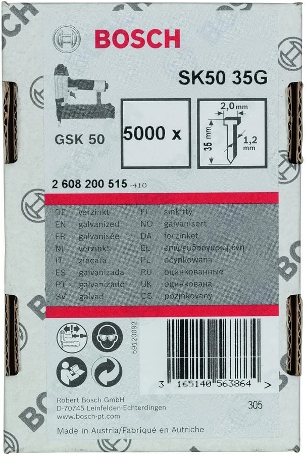 Set de stifturi cu cap ascuns Bosch 5000- 1.2x35 mm, 2608200515