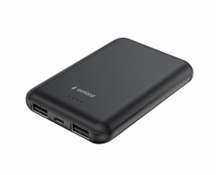 10000mAh Power bank - Gembird PB10-01, Power output: USB-AF x 2 pcs, 5 V DC, up to 2 A totally, Black thumbnav 1