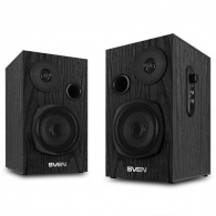 SVEN SPS-585 Black, 2.0 / 2x10W RMS, Headphone input, volume control, wooden, (3