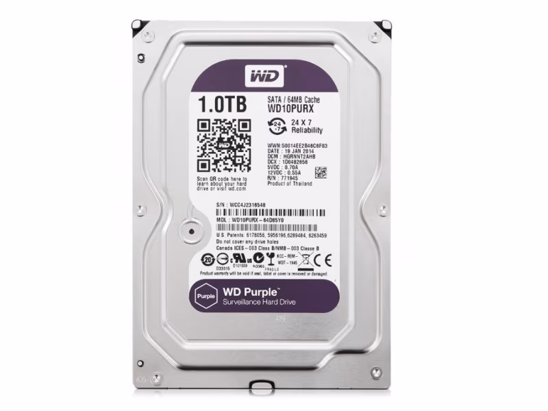 3.5" HDD 1.0TB Western Digital WD10PURX Caviar® Purple™, IntelliPower, 64MB, SATAIII, NP 