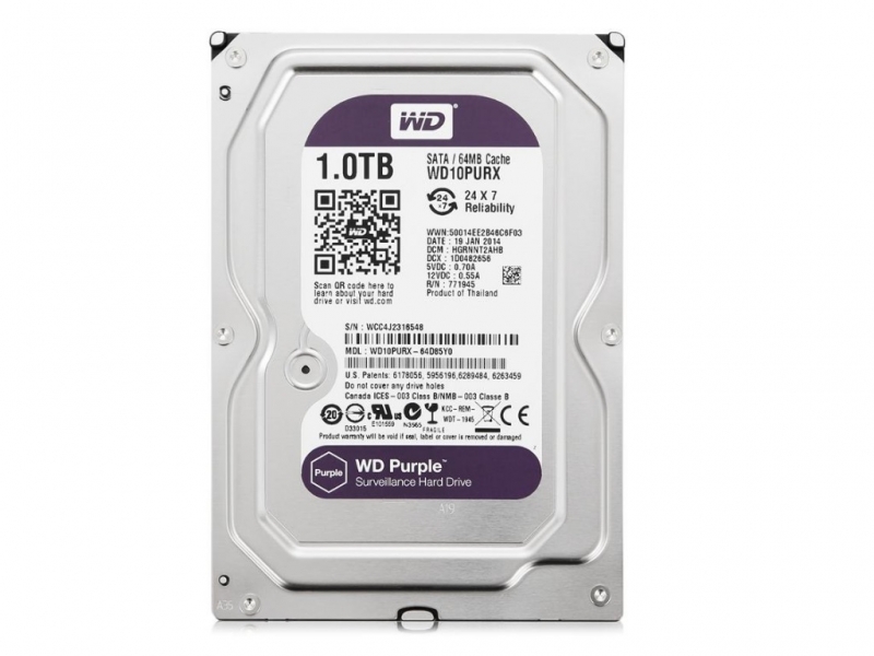 3.5" HDD 1.0TB Western Digital WD10PURX Caviar® Purple™, IntelliPower, 64MB, SATAIII, NP photo 1