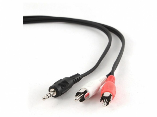 Audio cable 3.5mm-RCA - 2.5m - Cablexpert CCA-458-2.5M,  3.5 mm stereo to RCA plug cable, 2.5 m,  3.5mm stereo plug to 2x RCA plugs photo 1