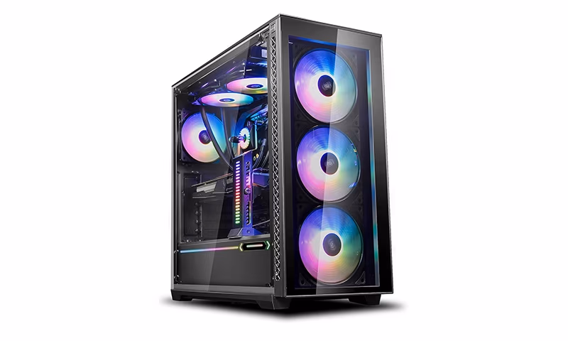 Корпус DEEPCOOL MATREXX 70 ADD-RGB 3F / w/oPSU / Side panel / 3x120mm RGB fans / RGB LED Strip / ATX / Black 