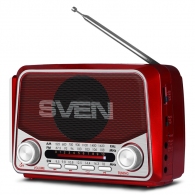 SVEN SRP-525 Red, FM/AM/SW Radio, 3W RMS, 8-band radio receiver, built-in audio files player from USB-fash, microSD and SD card storage devices, telescopic swivel antenna, built-in battery thumbnav 1