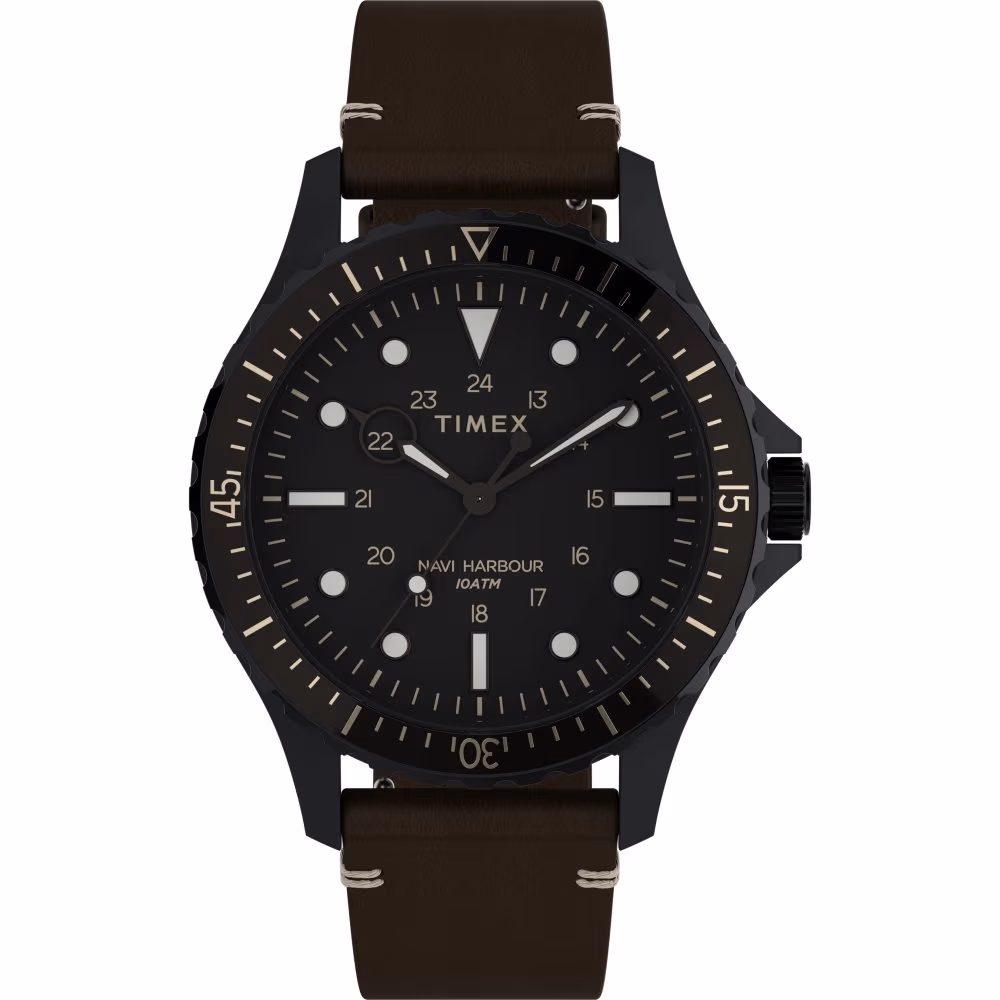 Navi XL 41mm Leather Strap Watch