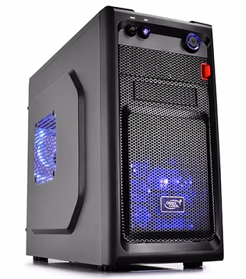 DEEPCOOL "SMARTER LED" Micro-ATX Case, without PSU, 2 fans pre-installed (2x 120mm Blue LED fan), fully black painted interior, VGA Compatibility: 320mm, 1x 2.5" Drive Bays, 1xUSB3.0, 1xUSB2.0 /Audio, Black 