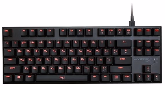 HYPERX Alloy FPS PRO Mechanical Gaming Keyboard (RU), Mechanical keys (Cherry® MX Red key switch) Backlight (Red), 100% anti-ghosting, Ultra-portable design, Solid-steel frame, Convenient USB charge port, USB 