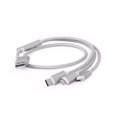 Cable USB2.0 combo (3 in 1) - 1m - Cablexpert CC-USB2-AM31-1M, 1 m, USB 2.0 A-plug to 8-pin male connector(for IPhone) + male MicroUSB connector + male USB-C connector, USB charging combo 3-in-1, Black 