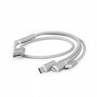 Cable USB2.0 combo (3 in 1) - 1m - Cablexpert CC-USB2-AM31-1M, 1 m, USB 2.0 A-plug to 8-pin male connector(for IPhone) + male MicroUSB connector + male USB-C connector, USB charging combo 3-in-1, Black thumbnav 1
