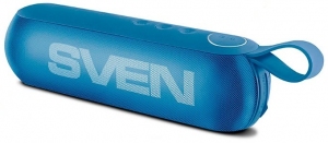 SVEN PS-75, Bluetooth Portable Speaker, 6W RMS, Support for iPad & smartphone, Bluetooth, FM tuner, USB & microSD, built-in lithium battery -1200 mAh, AUX stereo input, Headset mode, USB or 5V DC power supply, Blue thumbnav 1