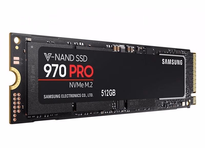 M.2 NVMe SSD 512GB Samsung SSD 970 PRO, PCIe3.0 x4 / NVMe1.3, M2 Type 2280 form factor, Seq. Read: 3500 MB/s, Seq. Write: 2300 MB/s, Max Random 4k: Read /Write: 370,000/500,000 IOPS, Samsung Phoenix Controller, 512MB LPDDR4, V-NAND 2-bit MLC