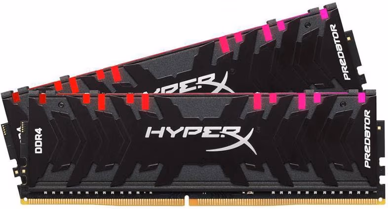16GB (Kit of 2*8GB) DDR4-3000 Kingston HyperX® Predator DDR4 RGB, PC24000, CL15, 1.35V, BLACK heat spreader, Dynamic RGB effects featuring HyperX Infrared Sync technology, Intel XMP Ready (Extreme Memory Profiles)