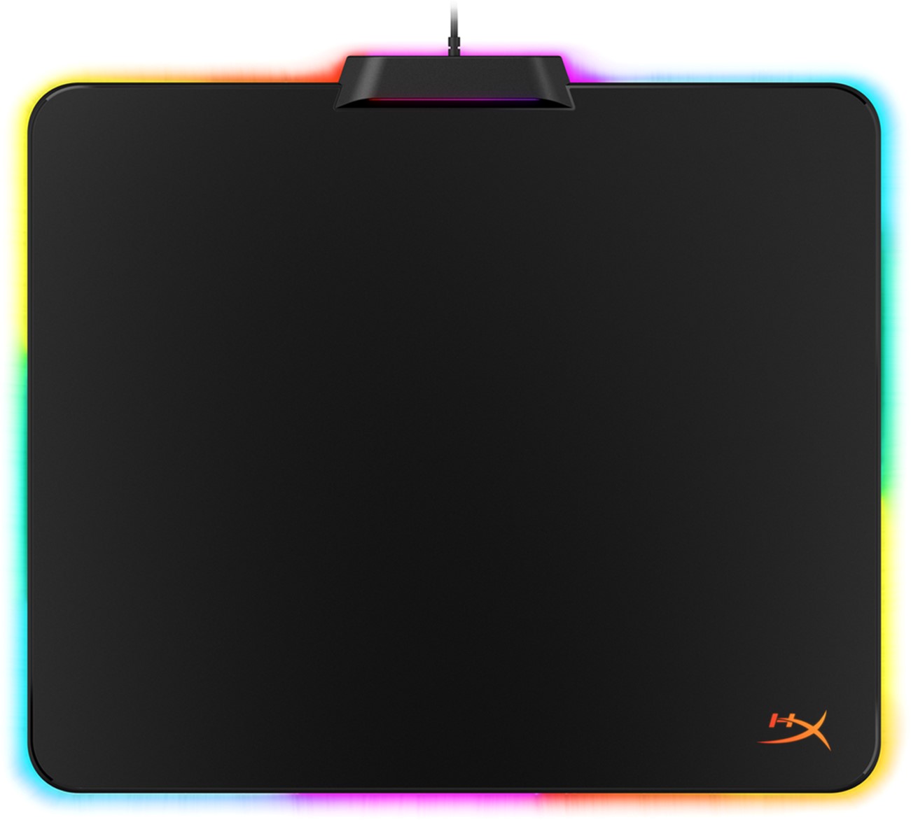 HYPERX FURY Ultra Gaming Mouse Pad with RGB 360°, Size 360mm x 300mm, Plastic, Stable, Anti-slip rubber base, Compatible with optical or laser mice, Micro-textured hard surface for performance and speed, USB cable 1.8m, Black photo 1