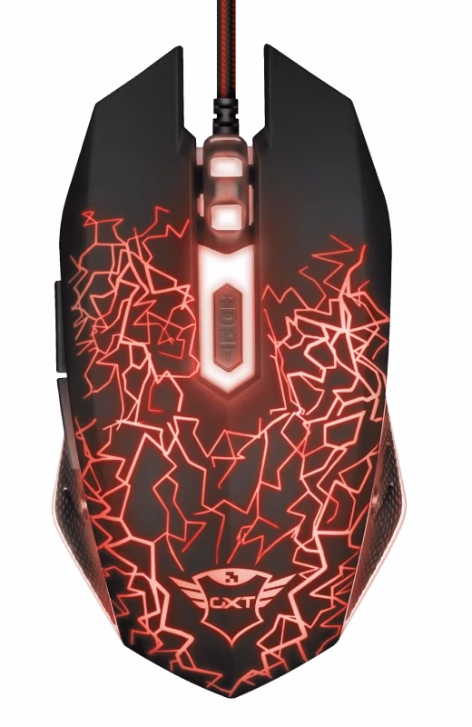 Trust Gaming GXT 105 Izza Illuminated Mouse, 800 - 2400 dpi, 6 Programmable button, Fully illuminated top, Rubberized top cover for a firm grip, 1,8 m USB, Black